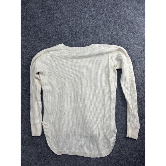 Madewell Sweater Womens XS White Waffle Knit High Low Hem Pullover Longline - Picture 6 of 6